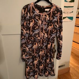 LOFT BIRD PRINT WORK DRESS
